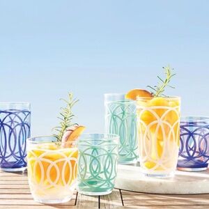 Frontgate Cabo Acrylic Double Old Fashioned Glasses, Set 6 18 oz., 4" dia. x 4"H